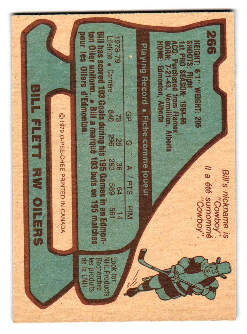 1979-80 OPC 266 Bill Flett - Edmonton Oilers O-Pee-Chee - Picture 2 of 2